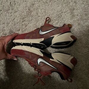 Nike V2K Run Burgundy and Cream Sneakers